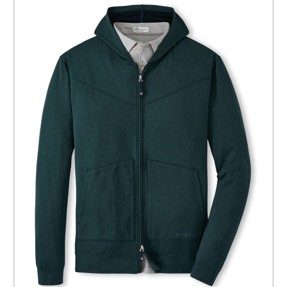 Peter Millar Beaumont Performance Full-Zip Hoodie in Balsam - Picture 2 of 16